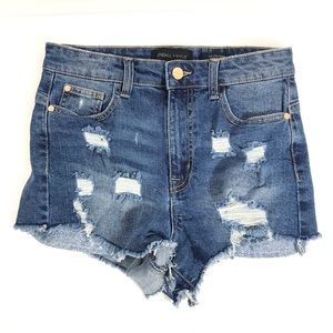 Kendall + Kylie The Icon Short Distressed Size 28 Blue Jean Denim